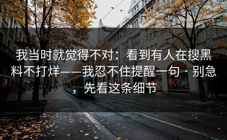我当时就觉得不对：看到有人在搜黑料不打烊——我忍不住提醒一句 · 别急，先看这条细节